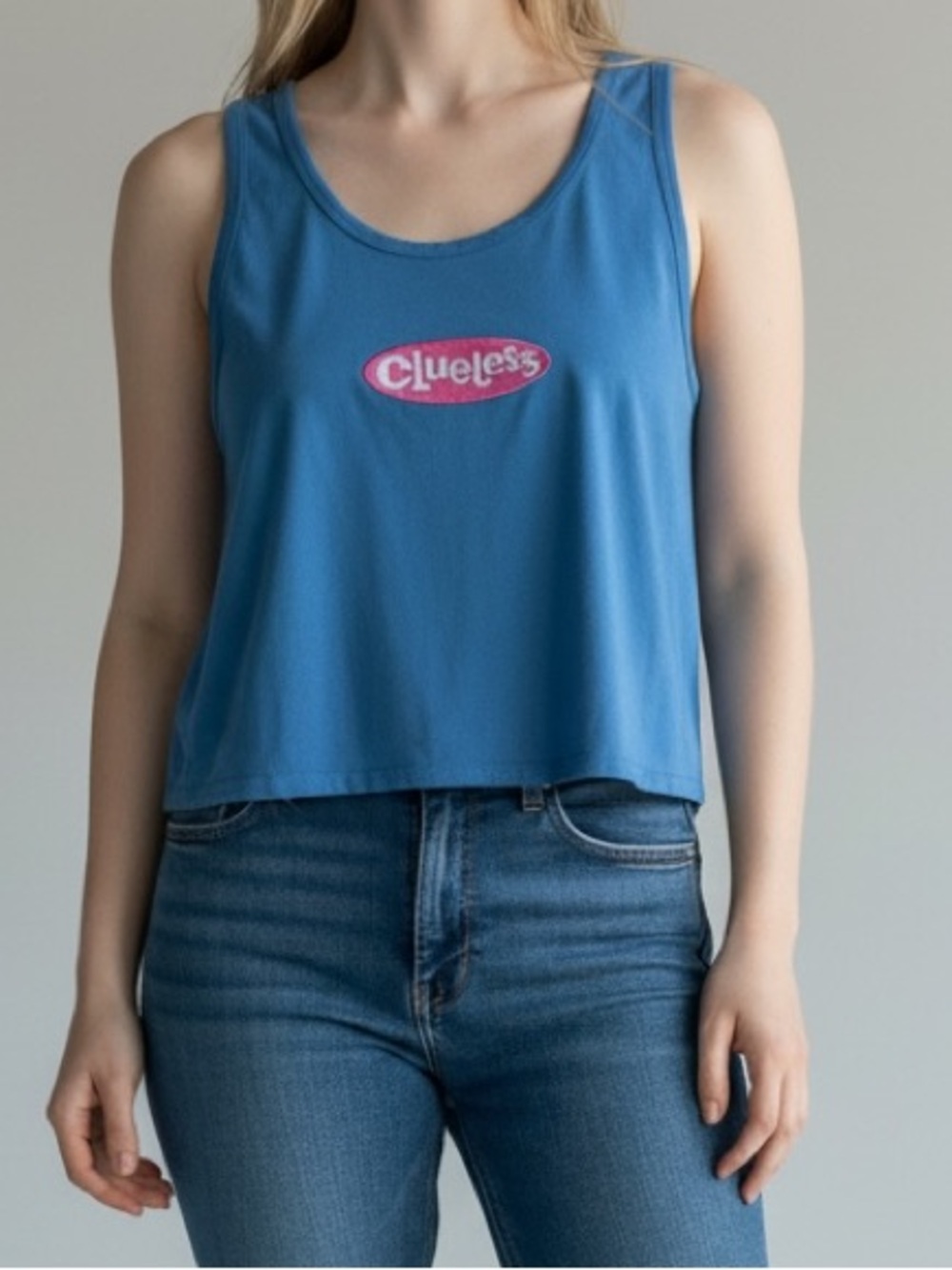 Clueless Blue Scoop Neck Tank Top